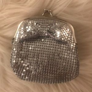 Silver Sequins Bow Change Purse NWOT
